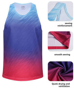 Camiseta Deportiva Personalizada Sublimada para Hombre, de Secado Rápido, Reflectante, Estilo Racerback, para Maratón, Running, sin Mangas - Product Image 2