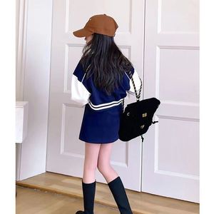 2023 primavera autunno adolescente tute vestiti manica lunga lettera Crop cappotti da Baseball giacca gonna <span class=keywords><strong>2</strong></span> pezzi abbigliamento per bambini ragazze - Product Image 3
