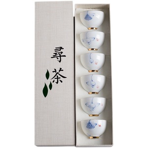 Set da Tè in Porcellana Bianca Dipinta a Mano, Tazza da Degustazione per Uso Domestico, Set da 6 Tazzine Kung Fu - Product Image 4