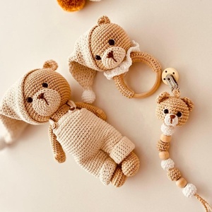 Kit de crochet Kaiyue inclus, hochet d'ours, <span class=keywords><strong>attache</strong></span>-sucette, ensemble crochet amigurumi, jouets pour bébé - Product Image 3