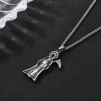 Collier pendentif squelette de dessin animé Death Reaper en argent tibétain pour homme, breloque sans chaîne SP1013