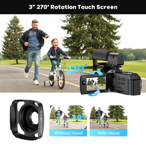 5K 비디오 카메라 캠코더, 56MP 동영상 녹화 카메라 YouTube WiFi 야간 투시경, 3 인치 회전식 터치스크린 팟캐스트 카메라 레코더 - Product Image 5