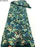 Tissu de Robe en Dentelle Française, Satin, Broderie de Perles et Paillettes pour Tenues de Mariage, de Soirée et de Fête