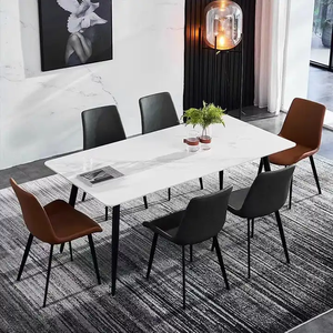 होटल के लिए धातु पैरों के साथ समकालीन लक्जरी न्यूनतम सुरुचिपूर्ण भोजन तालिका आधुनिक घर भोजन कक्ष फर्नीचर - Product Image 5