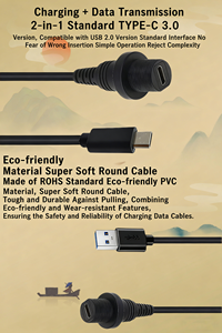 <span class=keywords><strong>สาย</strong></span>เคเบิลกันน้ำแบบฝังในแผงหน้าปัดรถยนต์ เรือยอชท์ มอเตอร์ไซค์ ชนิด MS USB A เป็น Type-C 3.0 ตัวเมีย - Product Image 3