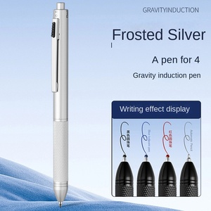 4 в 1 многоцветная металлическая ручка Выдвижная гравитационная сенсорная шариковая ручка 0,5 мм механический карандаш - Product Image 6