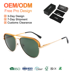 <span class=keywords><strong>Lunettes</strong></span> <span class=keywords><strong>de</strong></span> <span class=keywords><strong>soleil</strong></span> vintage en métal pour hommes et femmes, style pilote à double pont, protection UV400, logo personnalisé, fabricant OEM, vente en gros - Product Image 1