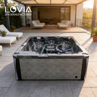 LOVIA Spa moderne pour 5 personnes, bain à remous extérieur noir, 91 pièces, baignoires et spas Balboa, bain à remous de luxe pour usage extérieur