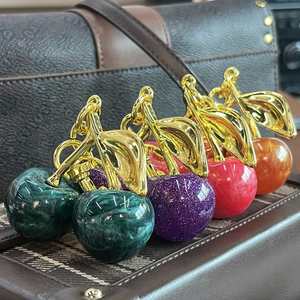 Vintage Fashion Women's Bag Pendant Car Keychain Accessory Cherry <b>Sweet</b> Fruit Resin Accessory Keychain - Product Image 3