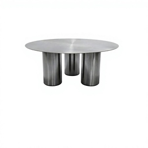Mesa de Centro Moderna con Base de Esfera de Mármol, Estructura de Acero, Tapa de Vidrio Templado, Plegable, Mueble Decorativo para Sala de Estar - Product Image 2