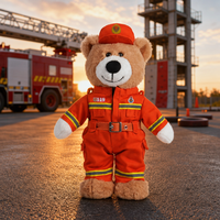 Oso de Peluche Súper Suave de Bombero con Uniforme Bordado, Muñeco de Peluche al por Mayor