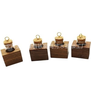 Pendentif diffuseur de parfum créatif en bois pour voiture, avec parfum naturel, en noyer noir, 30x30x40mm, verre 20x35mm, aromathérapie suspendue - Product Image 5