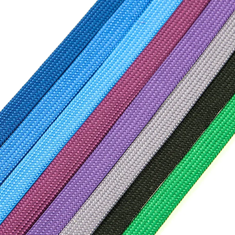 Colorful Braided Flat Cord Weave 100% Polyester Cord High Tensile Strength 10mm Flat Cord For Drawstring