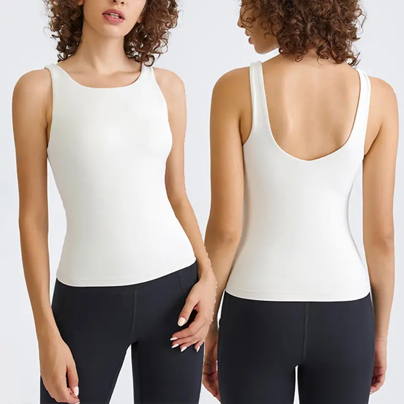 Yüksek elastik bayan Slim Fit yelek egzersiz aktif kolsuz T Shirt spor salonu kırpma üst Yoga giyim spor giyim beyaz kolsuz bluz tops
