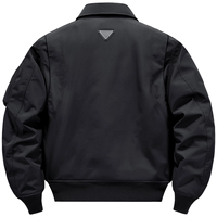 Veste surdimensionnée Streetwear personnalisée OEM pour hommes blouson bombardier épais pour hommes tissu polyester noir