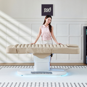 Luxcuy bej Salon Spa elektrik estetisyen yüz yatak ayarlanabilir kozmetik masaj kirpik masa 3 Motor kavisli güzellik yatağı - Product Image 3