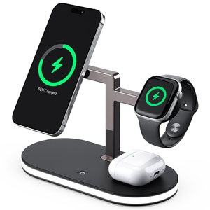<span class=keywords><strong>Cargador</strong></span> Inalámbrico Magnético para <span class=keywords><strong>iPhone</strong></span> <span class=keywords><strong>12</strong></span>/13/14 15/16, <span class=keywords><strong>Cargador</strong></span> de Teléfono Inalámbrico 3 en 1 con Lámpara LED, Estación de Carga para Teléfono - Product Image 1