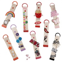 Patch en tissu polyester thermocollant pour porte-clés et pendentifs de sac, style INS, motif nom, couleur macaron coréenne, tissu brodé à ruban DIY