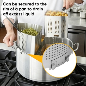 Panier à pâtes perforé en acier inoxydable de qualité alimentaire, passoire de cuisine professionnelle pour friteuse, égouttoir à nouilles en maille pour blanchiment - Product Image 3
