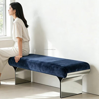 Banc en acier inoxydable minimaliste italien pour salon, chambre à coucher, espace à chaussures ou table d'appoint