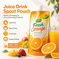 Pochette souple refermable avec bec verseur pour jus de fruits, idéale pour les boissons matinales
