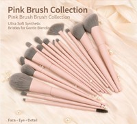 DailyQueen 16 pinceaux de maquillage vegan roses de qualité supérieure, poils synthétiques ultra doux, pinceau à raser compatible, idéal pour les voyages
