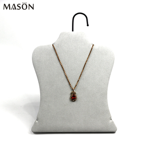 Gris mode microfibre collier bijoux stand organisateur porte-bijoux pour la vente <span class=keywords><strong>de</strong></span> vêtements cintre forme collier affichage accessoires - Product Image 1