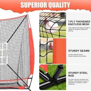 Rete da Allenamento Pieghevole Rossa per <span class=keywords><strong>Baseball</strong></span> e Softball, per Interni ed Esterni, con Funzione di Rimbalzo e Blocco - Product Image 2
