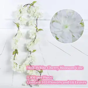 Cherry Blossom Vine 1.8M Artificial Flower Decoration Wedding Home Photography Props Oriental Cherry