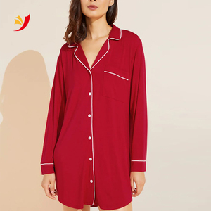 Di alta qualità in cotone 100% morbido <span class=keywords><strong>camicia</strong></span> <span class=keywords><strong>da</strong></span> <span class=keywords><strong>notte</strong></span> <span class=keywords><strong>da</strong></span> donna <span class=keywords><strong>con</strong></span> tasca anteriore abbottonatura pigiama - Product Image 1