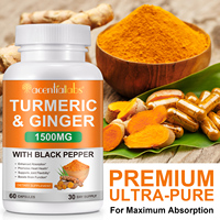 Acentiallabs 1500 mg Gingembre Curcuma Shot 95% Curcuminoïdes, BioPerine Poivre Noir pour une Meilleure Absorption Gingembre Curcuma Capsules