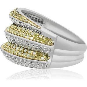 Anillo de Plata 925 con Diamante Redondo Blanco Amarillo Natural, para Uso Diario, Unisex - Product Image 3