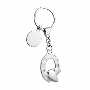 Portachiavi a forma di ferro di cavallo/cuore, in metallo e pelle, per uso aziendale, senza scatola - Product Image 2