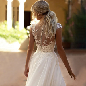 LY-WD0237 <strong>Wedding</strong> Dress a Line Gowns Bridal Floor-Length Bride Skirt Sexy V-neck Sleeveless <strong>Top</strong> Corset Leg Split Brush Train - Product Image 4