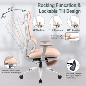 High Back Mesh Ergonomic Office Chair, Reclining <b>Desk</b> Chair with Footrest, Coat Hanger, Lumbar Support & Sponge Seat - Product Image 6