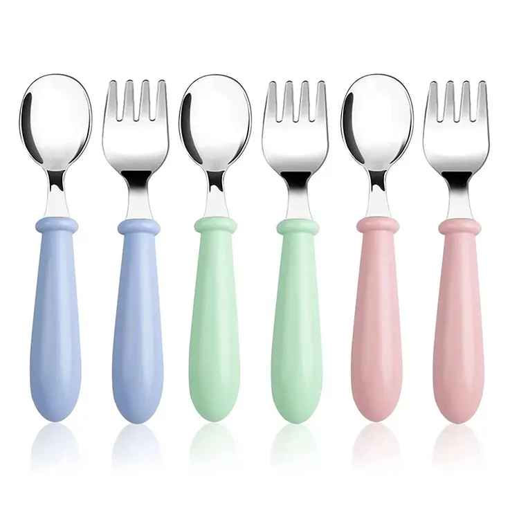 Food Grade Stainless Steel 18/8 Toddler Utensils Baby Forks and Spoons Silverware Kids Cutlery Set