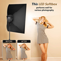 Kit d'éclairage LED Softbox 2 packs, Softbox 20x28 pouces, Tête de lumière LED dimmable 45W avec 2 températures de couleur, avec support d'éclairage