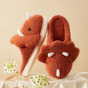 Home Winter Women Fluffy Slippers Cartoon Dinosaur Warm Fur Shoes Men Couple Non-slip Mute Bedroom Slipper <strong>Funny</strong> <strong>Flip</strong> <strong>Flops</strong> - Product Image 2