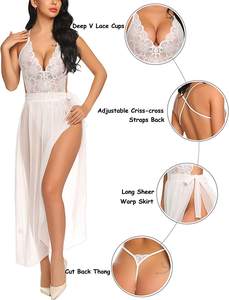 Vestido Lencero Sexy de Encaje Transparente con Abertura Alta para Mujer, Estilo Bikini Victoria - Product Image 3