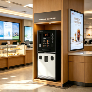 Distributeur automatique de café à code QR multi-paiements avec machine à glaçons, compatible SDK, capacité de 150-200 unités, chauffage à 80°C pour la communauté - Product Image 1