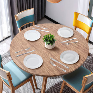Tovaglia Rotonda in PVC Elastico con Stampa Effetto Legno Rustico HuiHe, Antimacchia e Antiscivolo, Protezione per <span class=keywords><strong>Tavolo</strong></span> da Pranzo 40/48/60 Pollici - Product Image 1