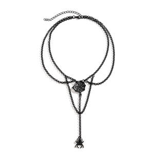 Collier toile d'araignée gothique en alliage de zinc, ras-de-cou multicouche, accessoire de mode pour soirée - Product Image 5