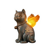 Statue d'ange commémorative pour animaux de compagnie MJQZFJZG, statue de jardin en résine lumineuse à énergie solaire |   Ailes lumineuses LED étanches, cadeau de condoléances pour