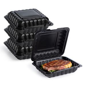 Contenedores de Alimentos para Llevar de Primera Calidad, 7x7, con Textura de Guijarro, Negros, Tipo Concha, para Restaurantes y Delis - Product Image 1