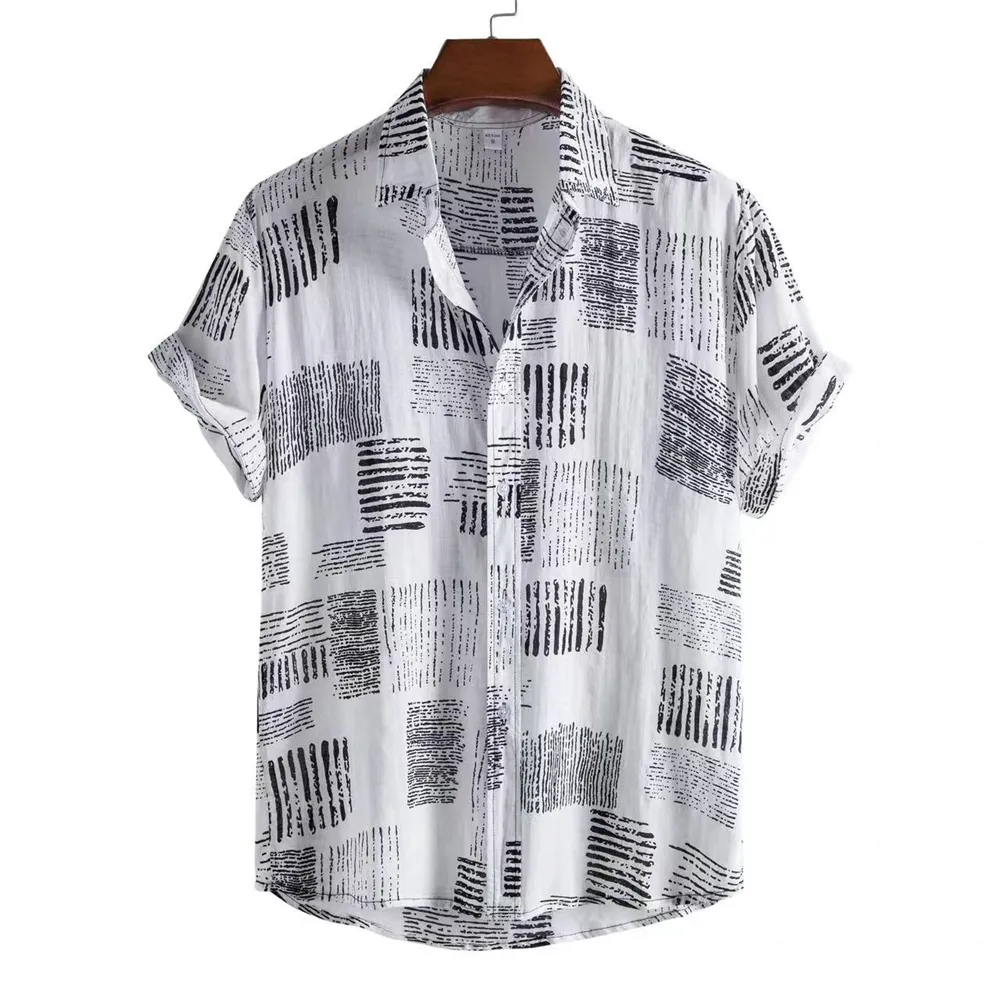 Рубашка J & H Мужская с коротким рукавом, модная дышащая сорочка из хлопка и льна, повседневный летний топ, большие размеры, 2022