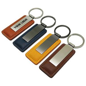 Porte-clés en métal et cuir personnalisé avec logo, pendentif décoratif, cadeaux promotionnels en gros - Product Image 1