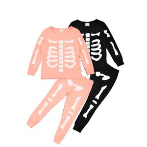 Pigiama Luminoso alla Moda per Bambini con Maniche Lunghe per Halloween, Set Estivo con Stampa di Stelle che si Illumina al Buio, Stile High Street - Product Image 1