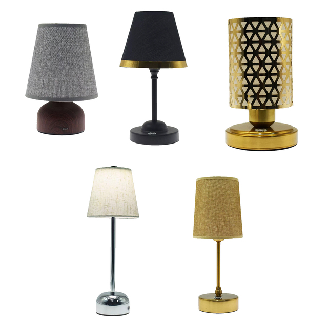 High Quality Rechargeable Table Lamp Replaceable Fabric Lampshade Gold Brass LED Table Lamp Battery E27 Bulb Decorate Light