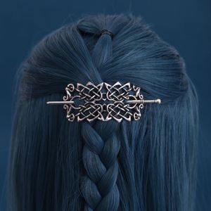 Barrettes à cheveux celtiques vikings, épingles à cheveux vintage à nœud celtique, bâtons à cheveux rétro en alliage d'argent, bijoux de barrette à cheveux en métal viking celtique - Product Image 5