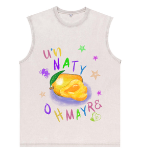 Chaleco Oversize Lavado para Hombre UN NATY <span class=keywords><strong>Mango</strong></span> con Estampado de Letras y Estrellas Multicolor Dibujado a Mano Estilo Kawaii Hip Hop Urbano Venta al por Mayor - Product Image 6